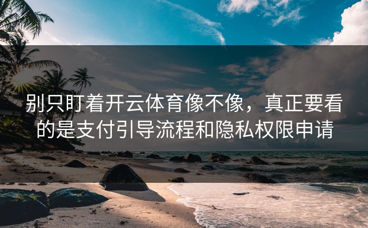 别只盯着开云体育像不像，真正要看的是支付引导流程和隐私权限申请