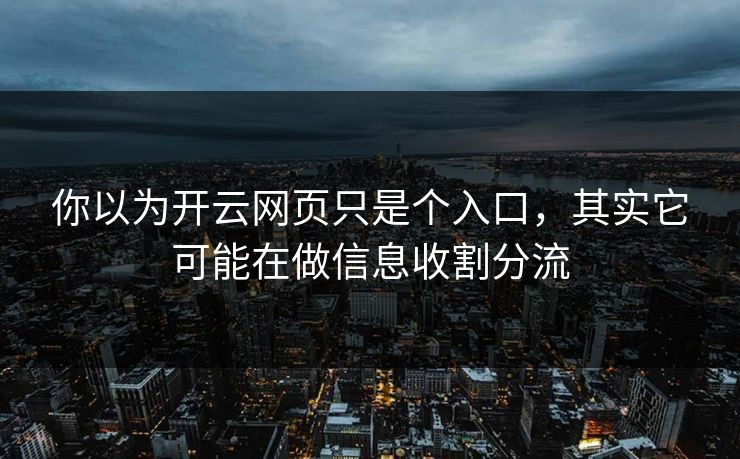 你以为开云网页只是个入口，其实它可能在做信息收割分流