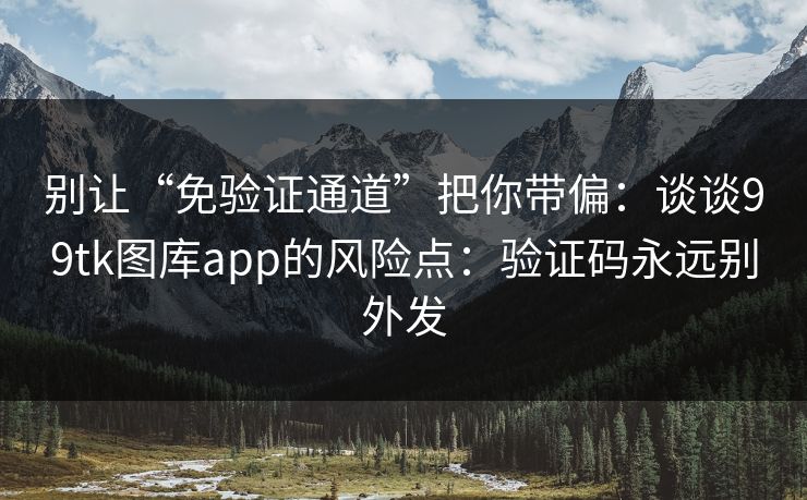 别让“免验证通道”把你带偏：谈谈99tk图库app的风险点：验证码永远别外发