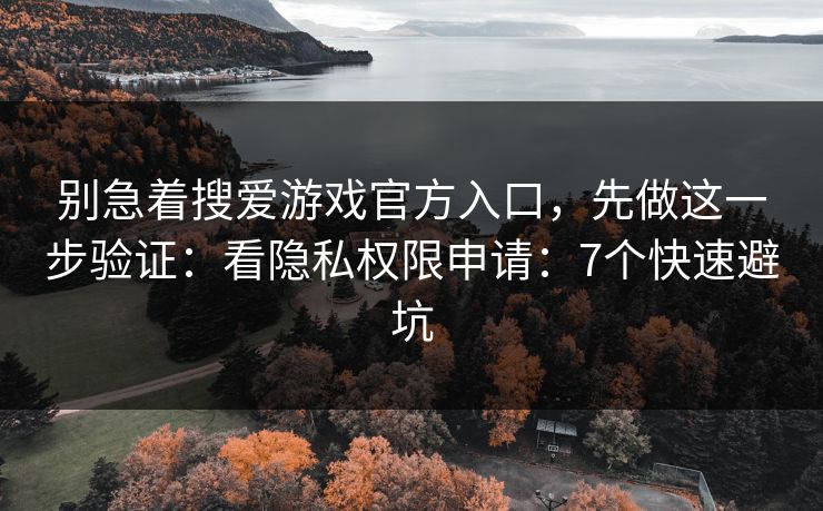 别急着搜爱游戏官方入口，先做这一步验证：看隐私权限申请：7个快速避坑
