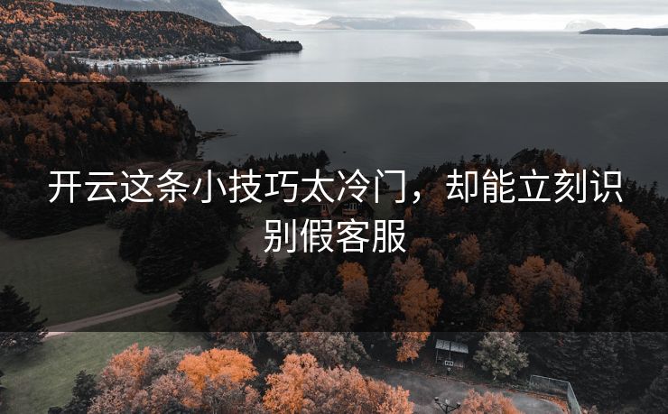 开云这条小技巧太冷门，却能立刻识别假客服
