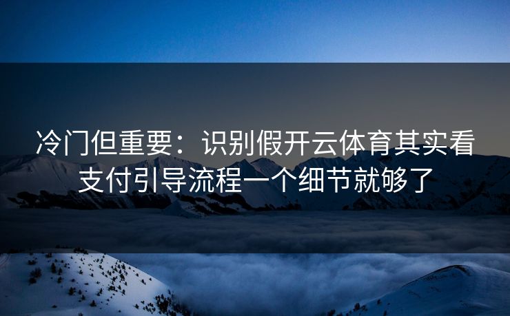 冷门但重要：识别假开云体育其实看支付引导流程一个细节就够了